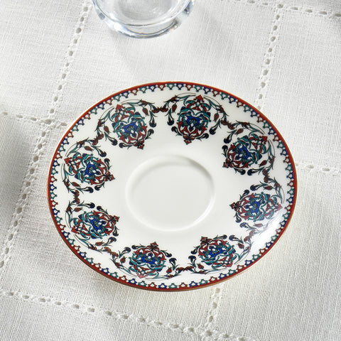 Service à Thé Turc Karaca Nakkas 12 Pièces en Bone China pour 6 Personnes, 130 ml, Rouge - Image 5