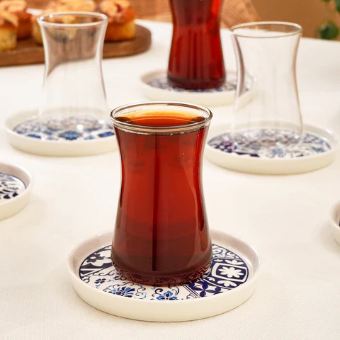 Service à Thé Turc Karaca Portela 12 Pièces en Bone China pour 6 Personnes, 170 ml, Multicolore - Image 4