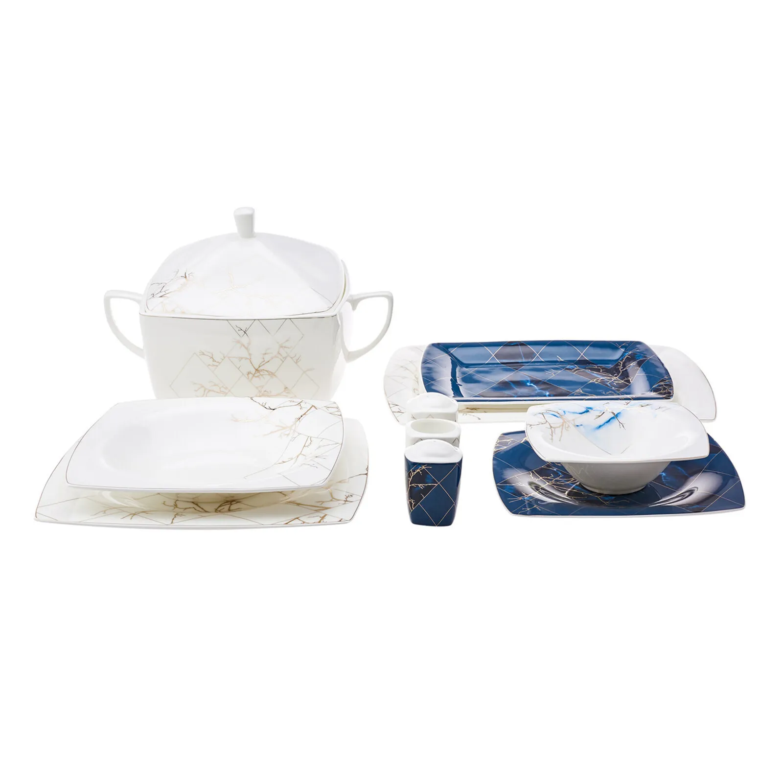 Service de table en nacre Karaca Fine Pearl Midnight pour 12 personnes, 62 pièces carrées/rectangulaires - Image 4