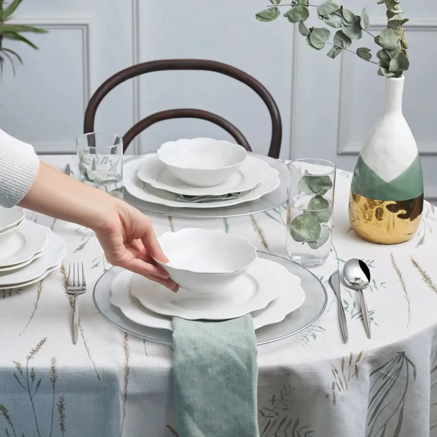 Service de table Karaca Daisy pour 4 personnes, 12 pièces, New Generation Bone, blanc - Image 5