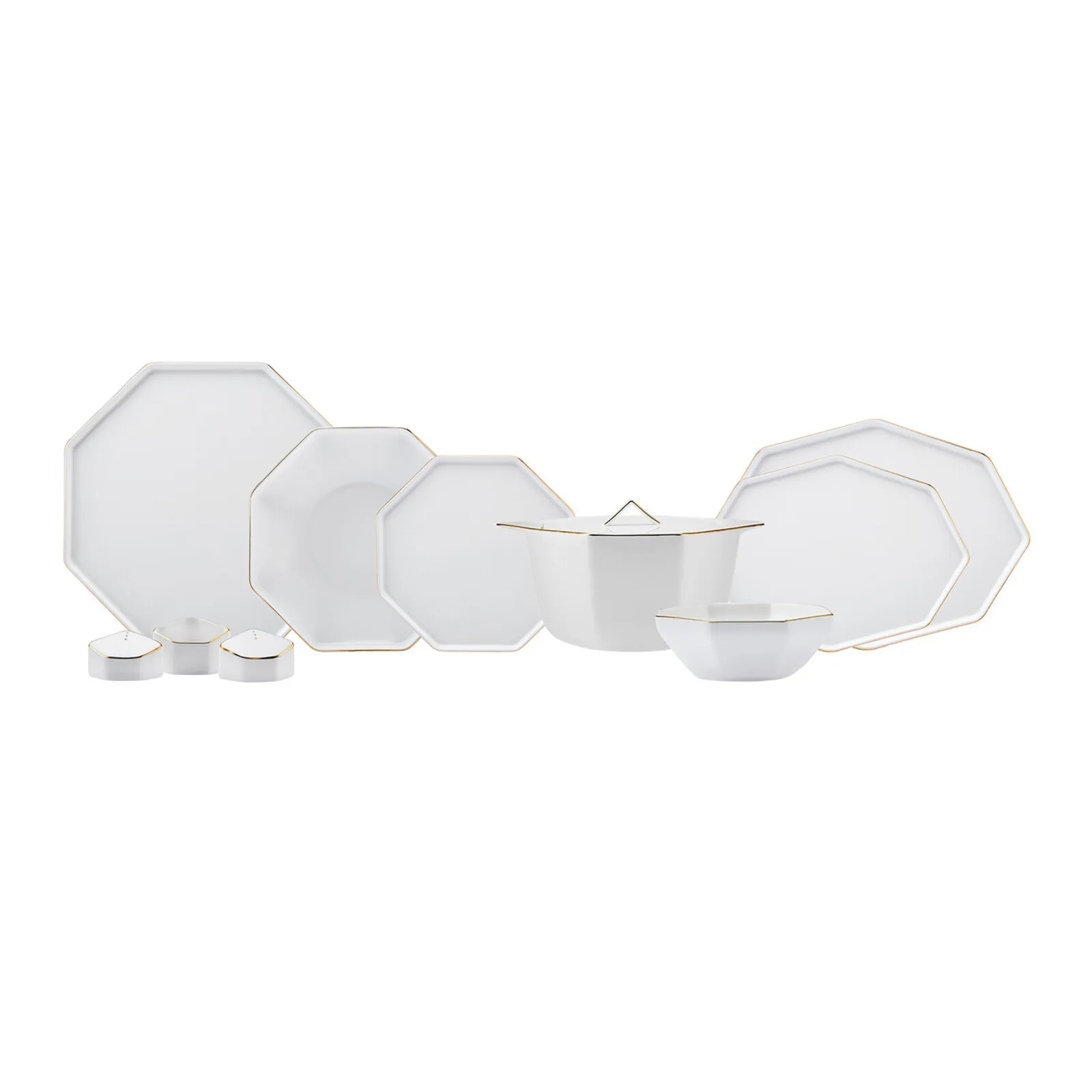 Service de table Karaca Fine Pearl Extra Eight Corner pour 12 personnes, 62 pièces