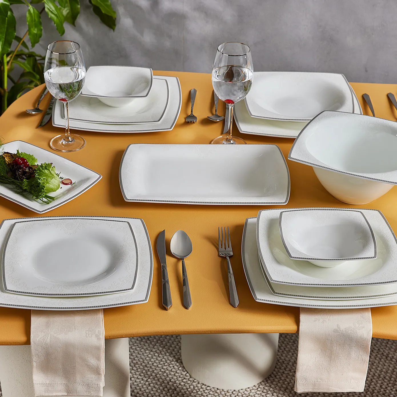 Service de table Karaca Fine Pearl Neklus pour 12 personnes, 58 pièces, carré - Image 2