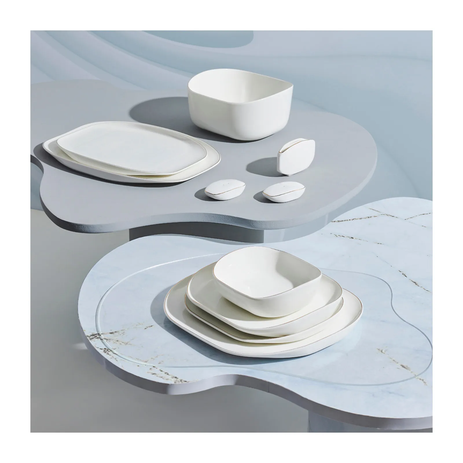 Service de table Karaca Streamline Plato pour 12 personnes, 59 pièces, New Generation Bone - Image 3