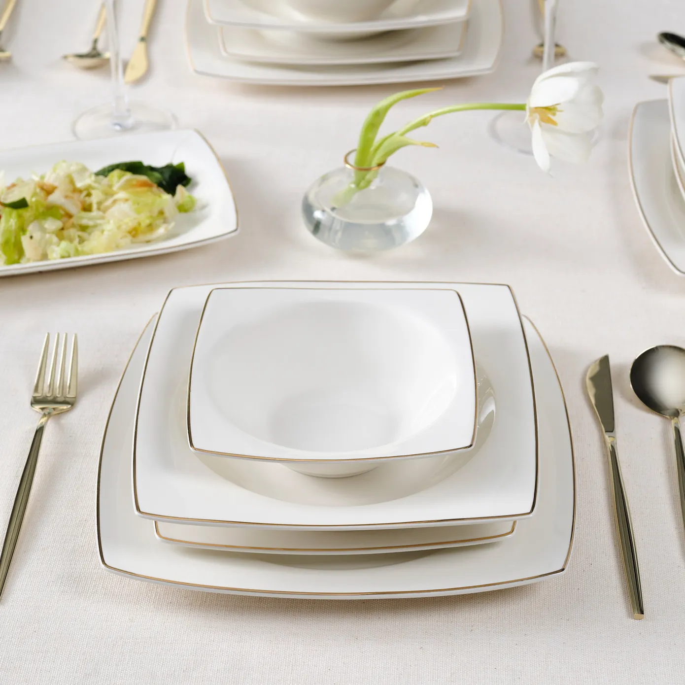 Service de table Karaca Vesta pour 12 personnes, 52 pièces, or - Image 4