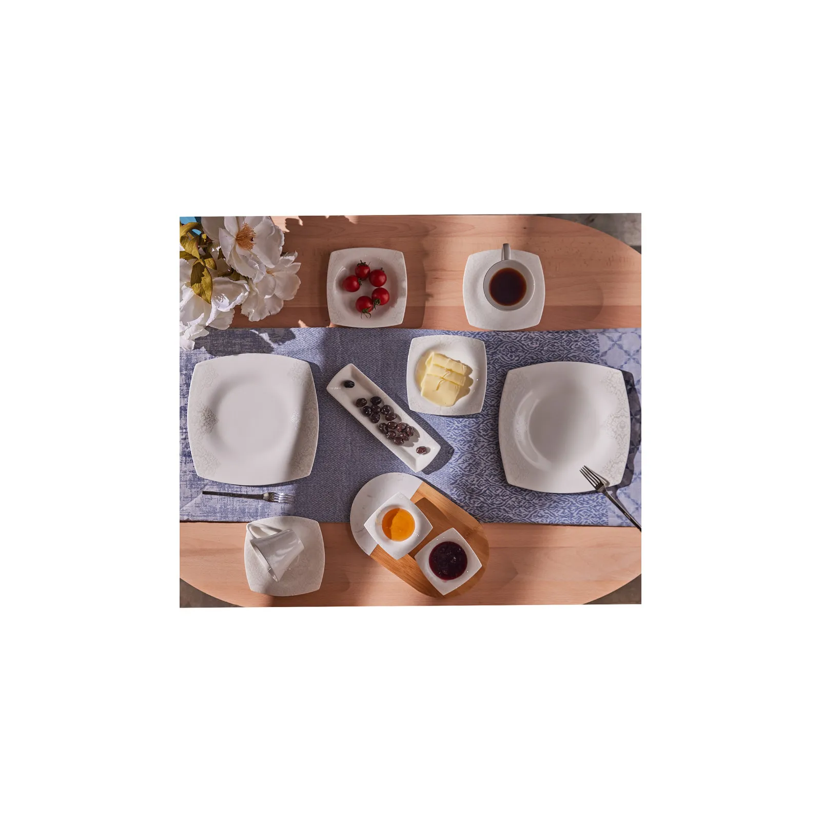 Service Petit Déjeuner Karaca Fine Pearl Helen, 26 pièces carrées/rectangulaires - Image 11