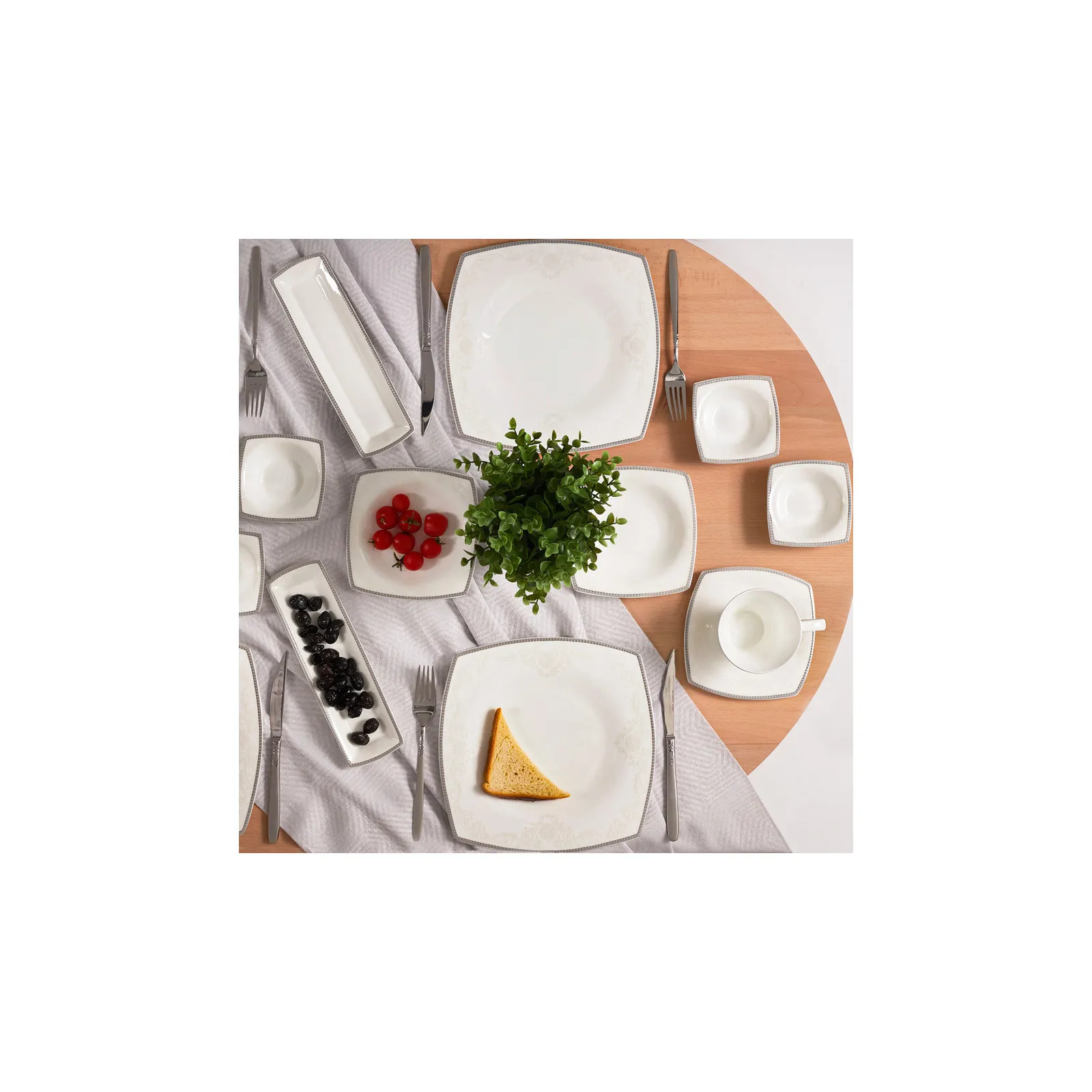 Service Petit Déjeuner Karaca Neklus pour 6 personnes, 26 pièces, carrées/rectangulaires