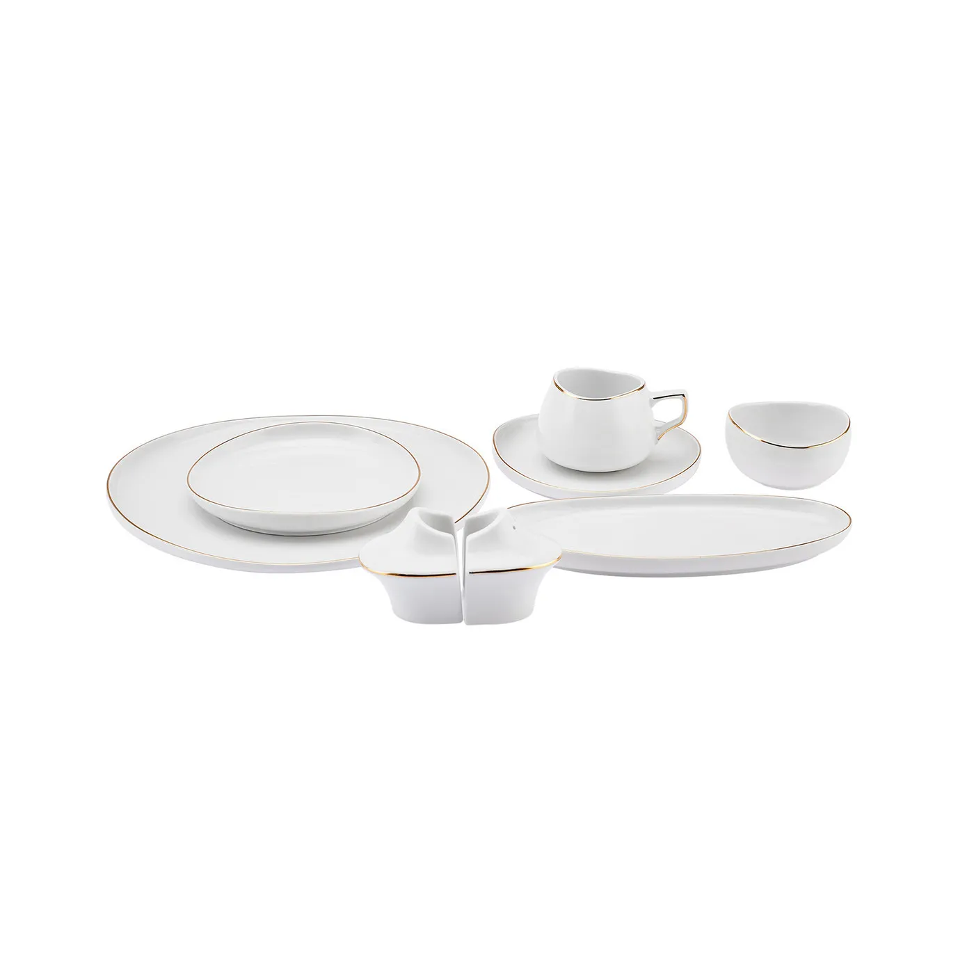 Service Petit Déjeuner Karaca Streamline Hole pour 6 personnes, 28 pièces, New Generation Bone, or - Image 4