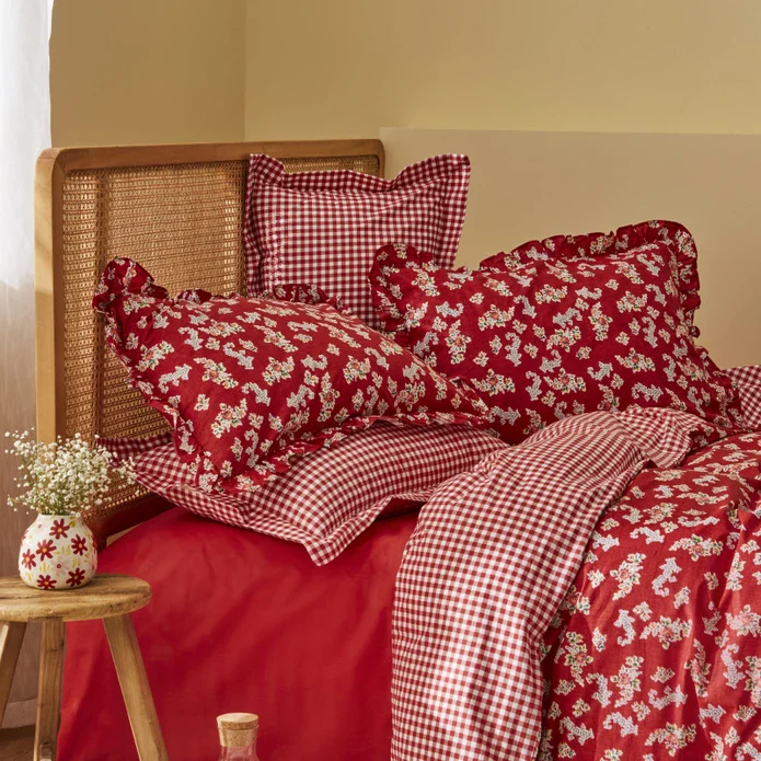 Set de literie Karaca Home Carlo 100% Coton Taille Double Rouge - Image 5
