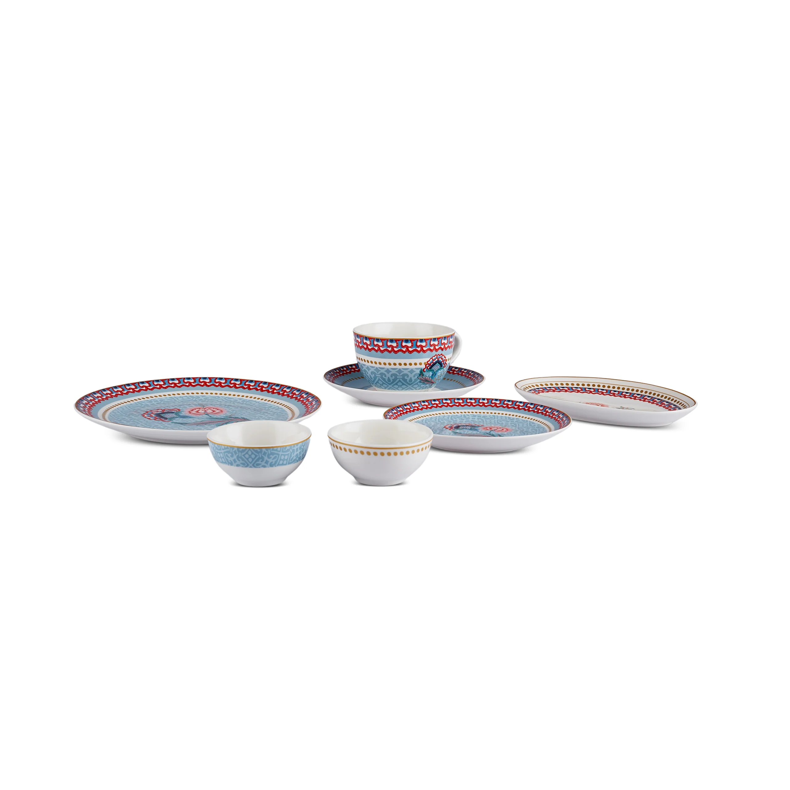 Set de Petit-Déjeuner Karaca Forever Bone Spello 26 Pièces Bleu - Image 10