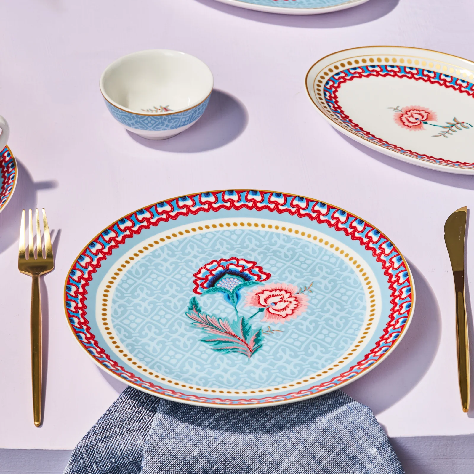 Set de Petit-Déjeuner Karaca Forever Bone Spello 26 Pièces Bleu - Image 5