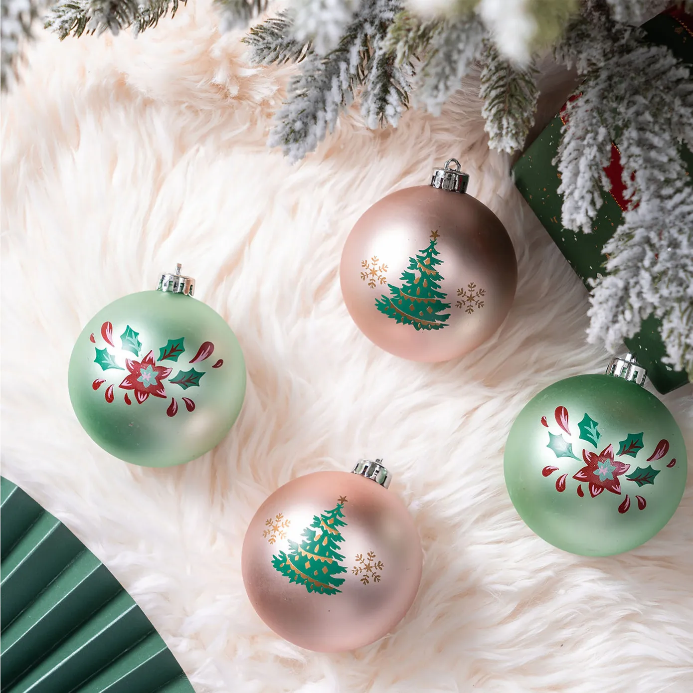 Karaca Home New Year Ensemble de Décorations de Sapin Jolies, 4 Pièces, 8 cm - Image 3
