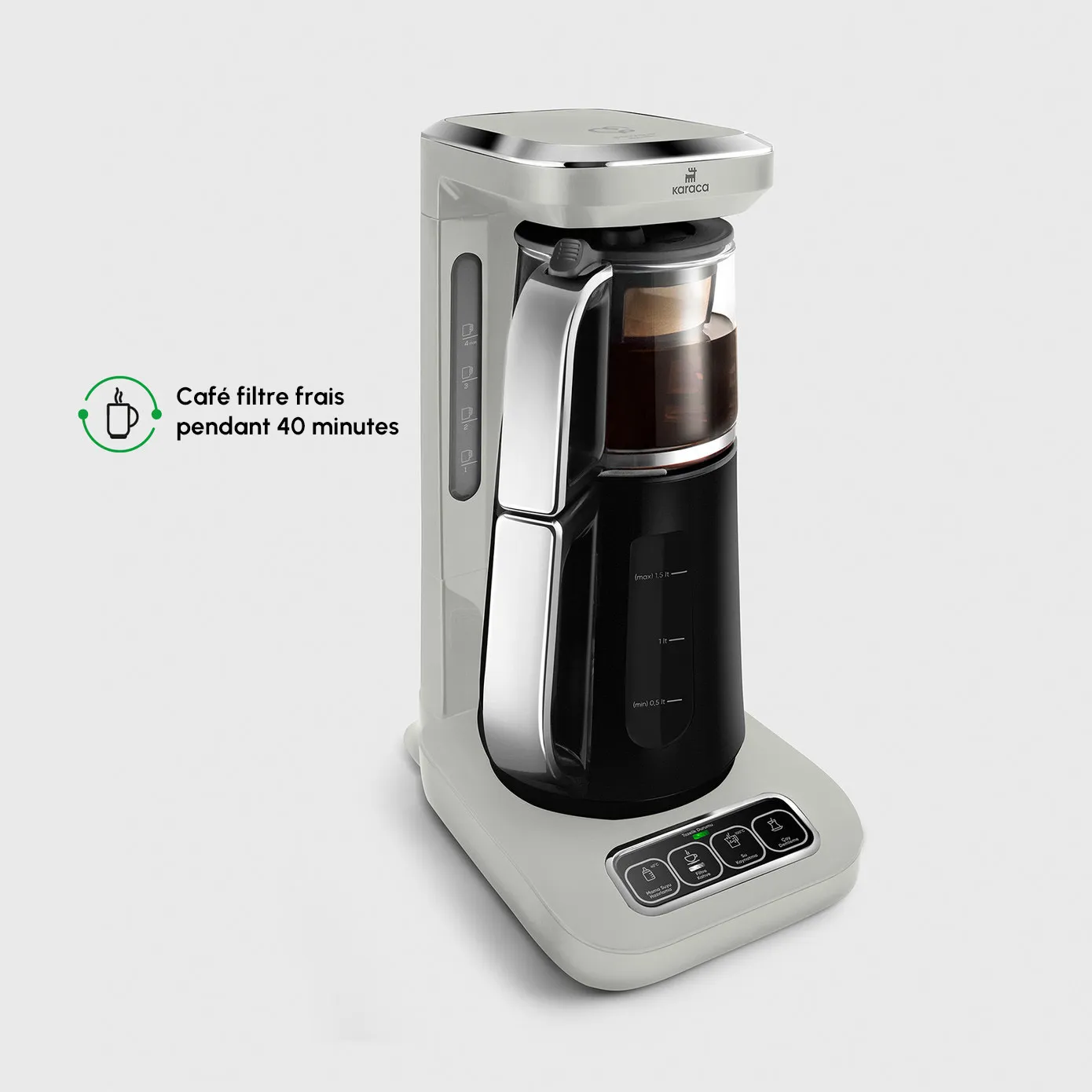 Théière Bouilloire et cafetière filtre Karaca Caysever Robotea Pro 4 en 1 automatique parlant ,2500W, starlight - Image 4