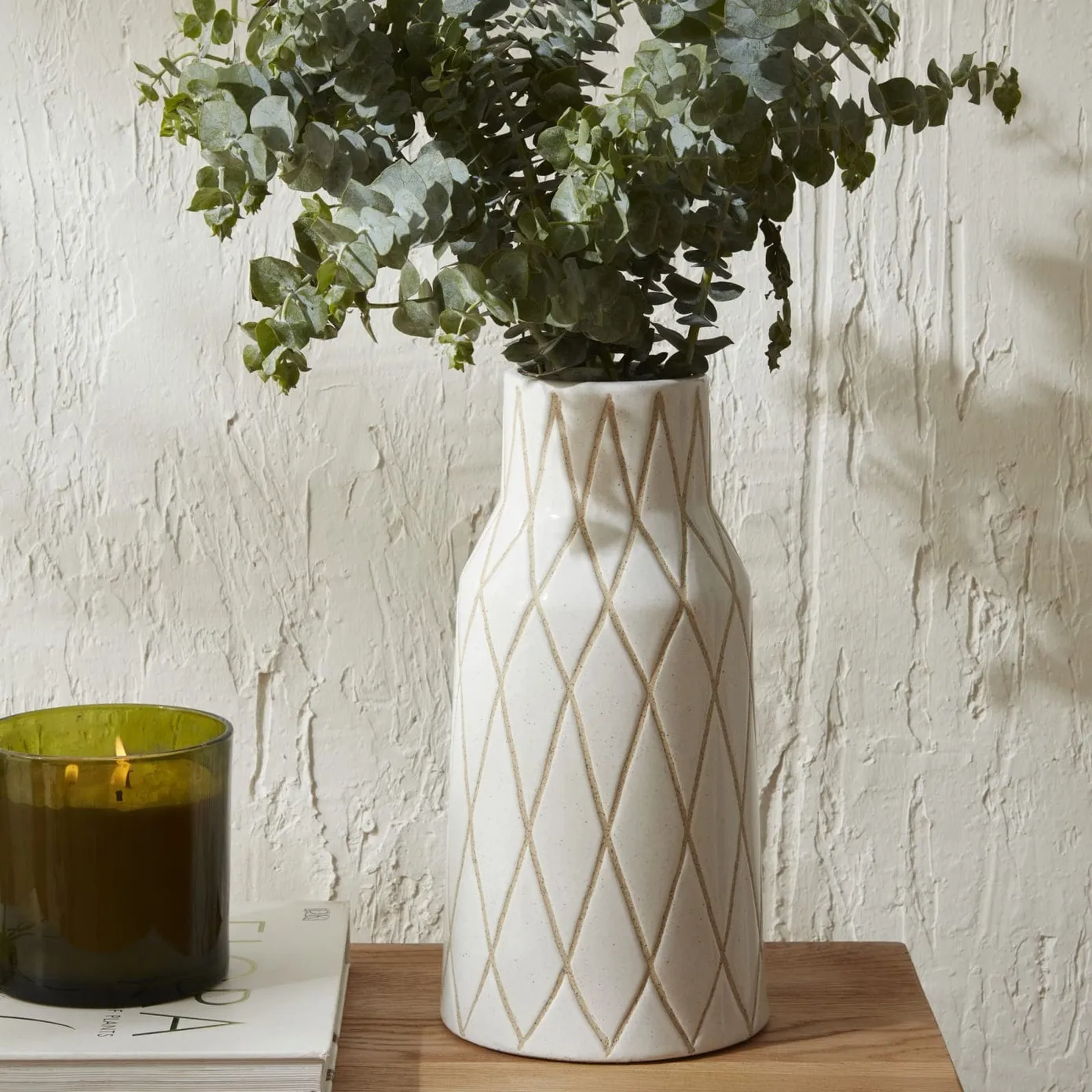Vase Karaca Home Mosaïque blanc, 14x14x28.5 cm